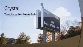  Presentation with baseball field - Slide set consisting of tally board - scoreboard at a fenced background and a light blue colored foreground