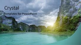  Presentation with prut river - Theme with tam coc national park vietnam background and a light blue colored foreground