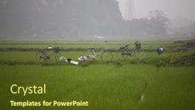  Presentation with vietnam farmer - Colorful presentation theme enhanced with tam-coc-ninh-binh-vietnam backdrop and a  colored foreground