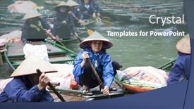  Presentation with hoa - Beautiful theme featuring tam-coc-ninh-binh-vietnam backdrop and a gray colored foreground