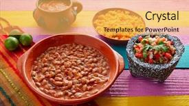  Presentation with sauces - Amazing presentation design having tamal - frijoles mexican beans with rice backdrop and a yellow colored foreground