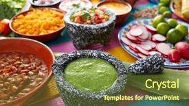  Presentation with mexican chili - Colorful PPT theme enhanced with tamale - green sauce with tomato backdrop and a tawny brown colored foreground