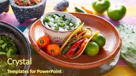  Presentation with mexican food - Audience pleasing presentation theme consisting of tamale - nopal taco mexican food backdrop and a tawny brown colored foreground