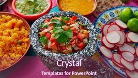  Presentation with sauce - Amazing theme having tamale - pico de gallos mexican sauce backdrop and a violet colored foreground