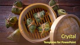  Presentation with zongzi recipe - Presentation design having tamale - zongzi glutinous sticky rice dumplings background and a  colored foreground