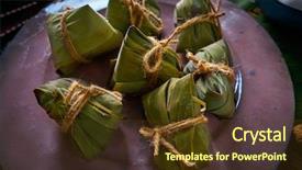  Presentation with asian bamboo - Cool new theme with tamale - zongzi glutinous sticky rice dumplings backdrop and a  colored foreground