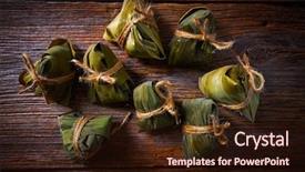  Presentation with asian bamboo - Amazing PPT theme having tamale - zongzi glutinous sticky rice dumplings backdrop and a  colored foreground