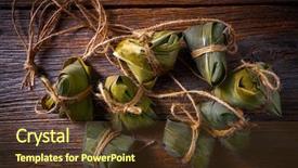  Presentation with asian bamboo - PPT layouts with tamale - zongzi glutinous sticky rice dumplings background and a  colored foreground