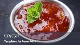  Presentation with indian traditional - Presentation design consisting of traditional indian mango chutney as close-up in a bowl background and a dark gray colored foreground