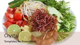  Presentation with sweet - Slide deck with green banana sprout - vegetable for sweet and sour background and a coral colored foreground