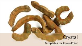  Presentation with tropical fruit - Slides with tamarinds tropical fruit background and a gold colored foreground