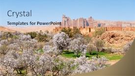  Presentation with almond - Presentation theme enhanced with tamedakhte-village-with-almond-tree background and a light blue colored foreground