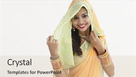  Presentation with indian traditional - Audience pleasing presentation design consisting of ethnic malaysia background - indian woman in traditional clothing backdrop and a lemonade colored foreground