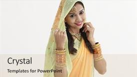  Presentation with indian traditional - Cool new presentation design with ethnic malaysia background - indian woman in traditional clothing backdrop and a lemonade colored foreground