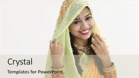  Presentation with ethnic malaysia - Presentation theme enhanced with ethnic malaysia background - indian woman in traditional clothing background and a coral colored foreground