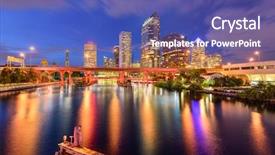  Presentation with florida - Colorful slide deck enhanced with tampa florida usa downtown skyline on the hillsborough river backdrop and a ocean colored foreground
