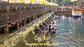  Presentation with spring holy water - PPT theme with tampak-siring-bali-indonesia-october background and a tawny brown colored foreground