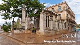  Presentation with building foundation - Cool new presentation theme with el templete in old havana backdrop and a violet colored foreground