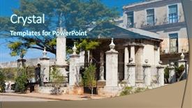  Presentation with building foundation - Theme with el templete the ancient building background and a ocean colored foreground