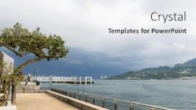  Presentation with taiwan - Presentation enhanced with tamsui-riverside-walkway-in-taiwan background and a sky blue colored foreground