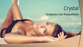  Presentation with elderly ladies beauty shop - PPT theme consisting of tan - beauty shot of young woman background and a mint green colored foreground