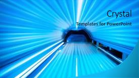 Presentation with bed - Colorful PPT theme enhanced with tan - empty tanning bed solarium backdrop and a cyan colored foreground