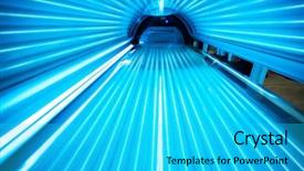  Presentation with bed - Beautiful slide set featuring tan - solarium tanning bed view backdrop and a cyan colored foreground