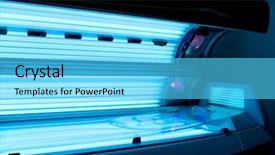  Presentation with club - Colorful slide set enhanced with tan - tanning bed solarium at health backdrop and a cyan colored foreground