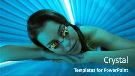  Presentation with bed - Cool new PPT theme with tan - woman in bed solarium backdrop and a ocean colored foreground