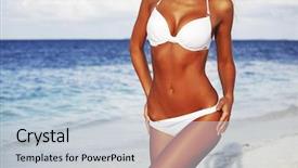  Presentation with tan - Beautiful presentation featuring tan - woman in bikini on sea backdrop and a lemonade colored foreground