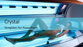  Presentation with amerika latin - Colorful slide deck enhanced with tan - young beautiful latin lady lying backdrop and a light blue colored foreground