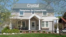  Presentation with tan - Presentation design consisting of tan colonial house in spring background and a teal colored foreground