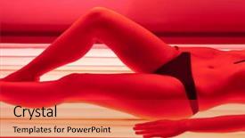  Presentation with collagen - Beautiful PPT theme featuring tan salon - beautiful girl closeup collagen solarium backdrop and a  colored foreground