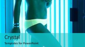  Presentation with tan - Cool new theme with tan salon - beautiful girl closeup in swimsuit backdrop and a teal colored foreground