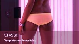  Presentation with close up baby girl knitted - Cool new PPT theme with tan salon - beautiful girl closeup in swimsuit backdrop and a tawny brown colored foreground