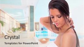  Presentation with spa - PPT theme with tan salon - beautiful young woman getting spa background and a  colored foreground
