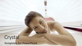  Presentation with beautiful skin - Beautiful PPT layouts featuring tan salon - beautiful young woman have tanning backdrop and a  colored foreground