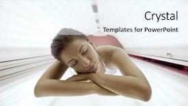  Presentation with beautiful skin and beach - Cool new presentation theme with tan salon - beautiful young woman have tanning backdrop and a  colored foreground