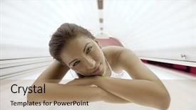  Presentation with beautiful skin - Cool new PPT theme with tan salon - beautiful young woman have tanning backdrop and a coral colored foreground