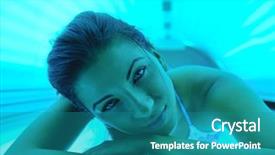  Presentation with beautiful skin and beach - Presentation design consisting of tan salon - beautiful young woman have tanning background and a  colored foreground