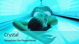  Presentation with beautiful skin - Slide set having tan salon - beautiful young woman have tanning background and a cyan colored foreground