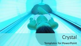  Presentation with young sing woman singing young - Beautiful presentation design featuring tan salon - beautiful young woman have tanning backdrop and a arctic colored foreground