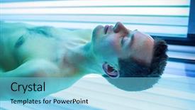  Presentation with tan - Cool new slides with tan salon - handsome young man relaxing backdrop and a light blue colored foreground