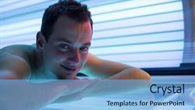  Presentation with tan - PPT layouts featuring tan salon - handsome young man relaxing background and a light blue colored foreground