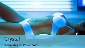  Presentation with young woman diagnosis of sti - Cool new PPT theme with tan salon - young fit woman sunbathing backdrop and a light blue colored foreground