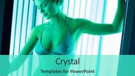  Presentation with lactation young woman breastfeeding - PPT theme with tan salon - young woman sunbathing in solarium background and a cyan colored foreground