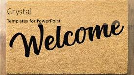  Presentation with tan - Presentation consisting of tan-welcome-mat-on-wood background and a coral colored foreground