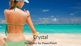  Presentation with tan - Slide deck with bodylotion - tan woman applying sun protection background and a lemonade colored foreground