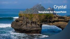  Presentation with bali temple - Presentation theme having tanah lot temple bali indonesia background and a teal colored foreground
