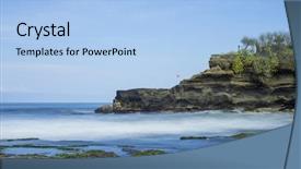  Presentation with bali temple - Slide deck with tanah-lot-temple-bali-indonesia background and a light blue colored foreground